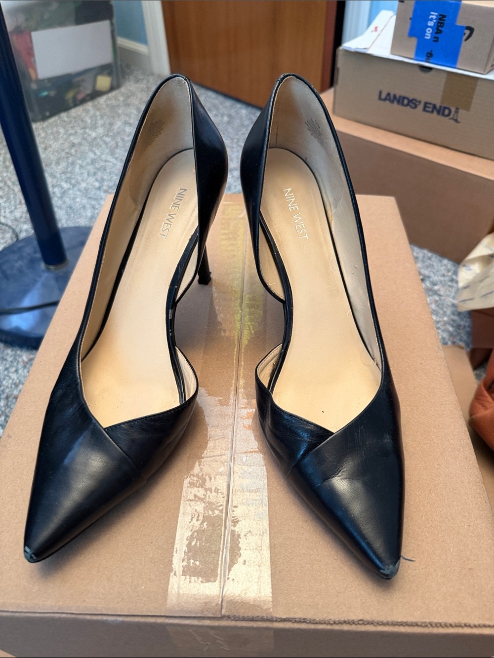 Women’s size 12 Nine West  4” heels black leather pointed toe